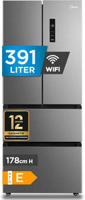 Kühl-Gefrierkombination, 391 L, Midea MERF402FIE02, No Frost, Inverter, WLAN, leise, Kühlschrank mit Gefrierfach, Für Große Familien MERF402FIE02