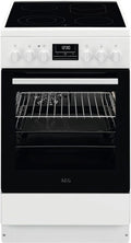 AEG CCB544OCBW Standherd mit Backofen, 50cm, Grill, Weiß, 1 Paar Teleskopschienen, AEG Standherd mit Glaskeramik-Kochfeld, Display mit Uhr, Bräterzone