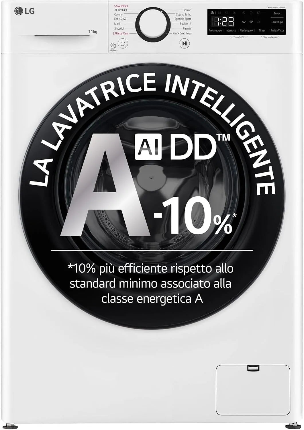 LG F4R3011NSWB Waschmaschine, 11 kg, Energieklasse A, freistehend, Dampf, Weiß, 1400 Umdrehungen, Frontlader Serie R3, Waschmaschine 11kg, AIWash