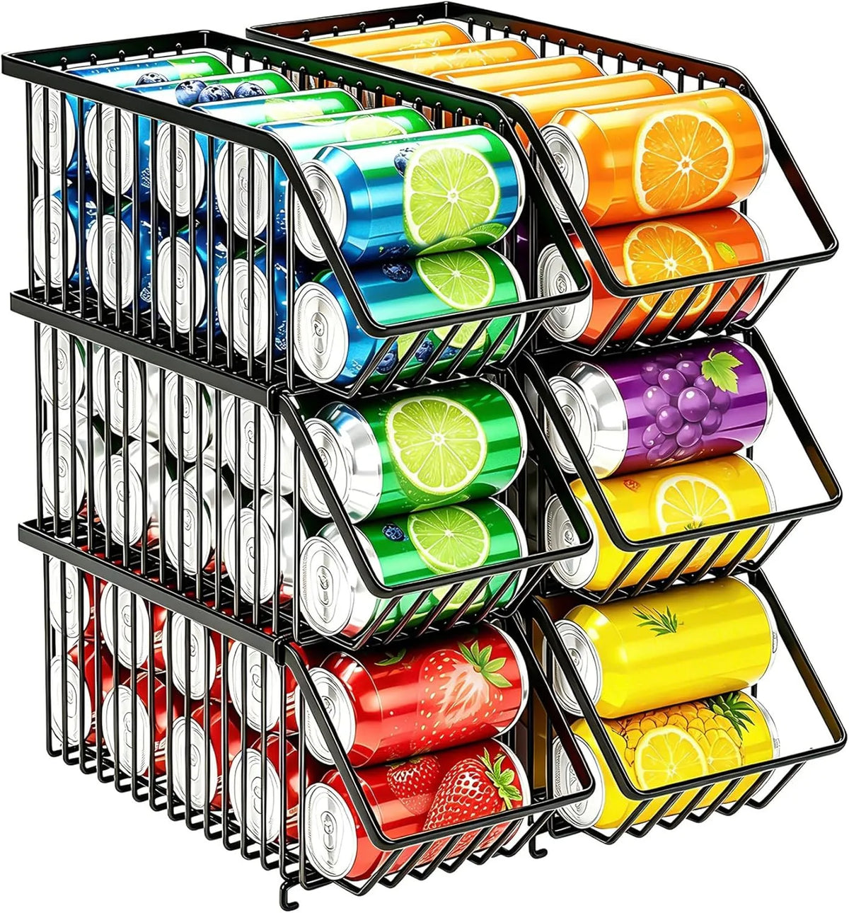 Gefrierschrank, Gefrierfach, Tiefkühlschrank, Stapelbarer Getränkedosen-Spender, stapelbare Dosenspender, Kühlschrank-Organizer, Organizer-Gestell