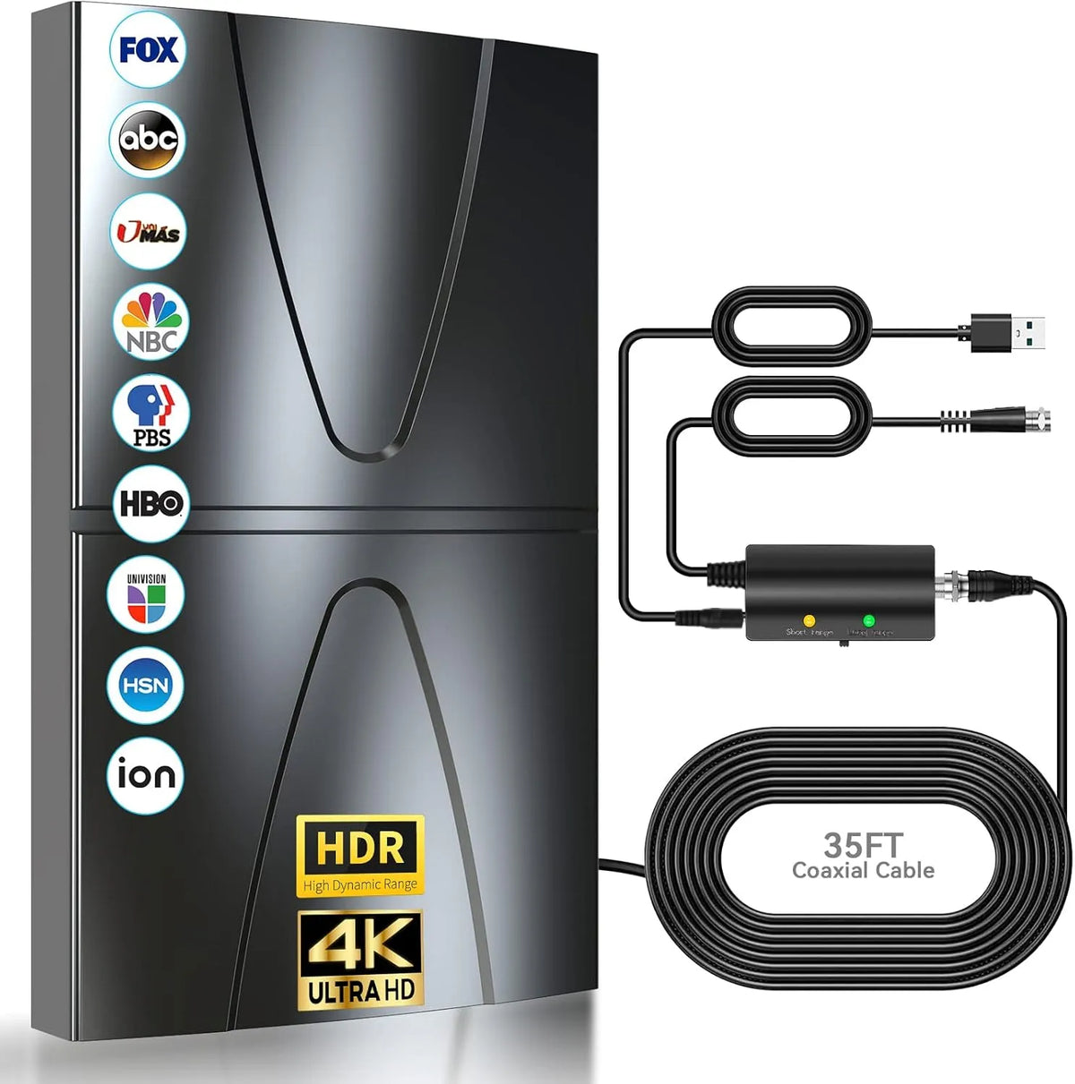 Smart TV, Fernseher, Leistungsstarke 600Km 1080P, 4K UHD, HDTV, 10 m Kabel, kompatibel mit 8K 4K, 2026 Indoor-TNT-Antenne mit dem leistungsstärksten