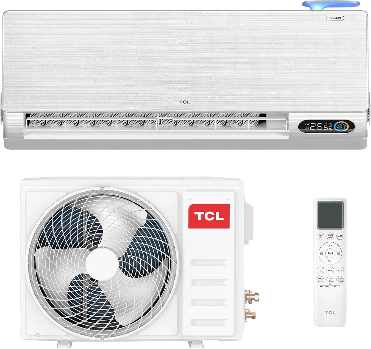 Klimaanlage, WLAN, App und Steuerung, Filter-und Selbstreinigungssystem WIFI, Split Klimaanlage FreshIN 12000 BTU QuadruPuri-Filter mit 360° Luftstrom