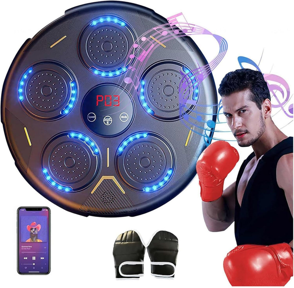Musik-Boxmaschine – mit Boxhandschuhen, Bluetooth-Konnektivität