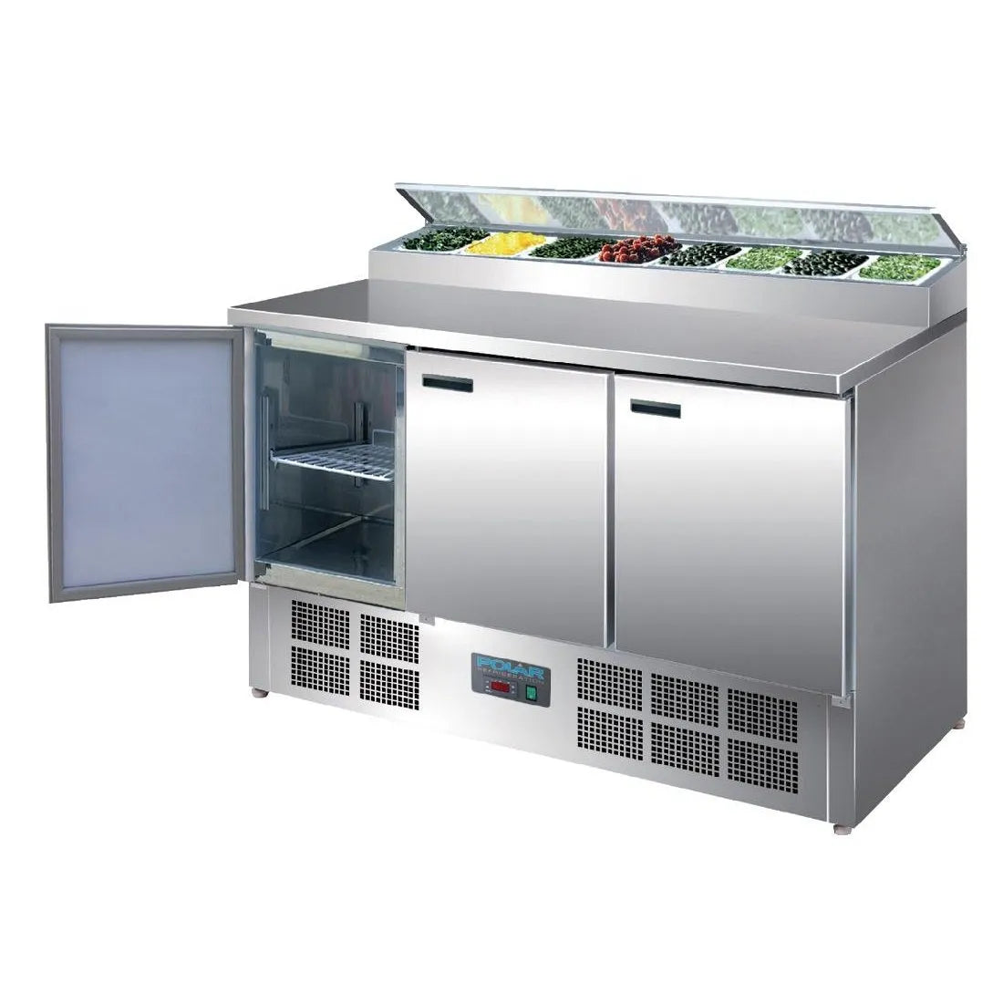 Kühlschrank, 390 L, 235 W, 2 bis 8 °C, Polar Series 235 x1370, Pizza, Edelstahl, 3 verstellbare Einlegeböden, 1010, x700, Polar Refrigeration G-Series