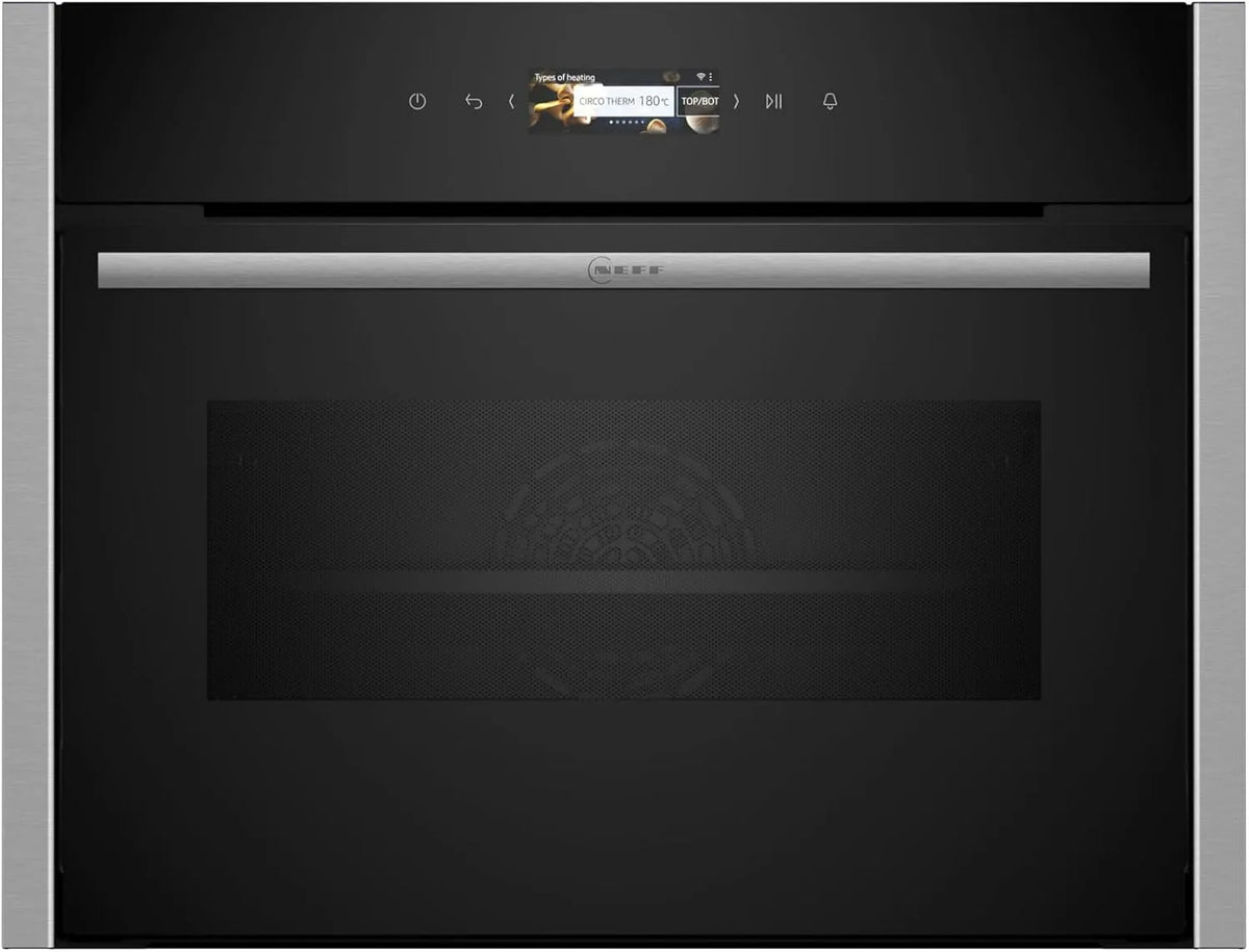 NEFF C24MR21N0 Mikrowelle, 60 x 45cm, Touch-Bedienung, Inverter, Edelstahl, Mikrowellenofen, Full Touch TFT-Display, N 70, Compact-Backofen, Soft Open