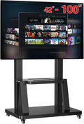 TV-Möbel, 100 Zoll, 900x600mm, Transportrollen, Fernsehständer höhenverstellbar TV Standfuß Trolley ür 50 55 65 70 75 80 85 86 98' Max Hält 80kg VESA