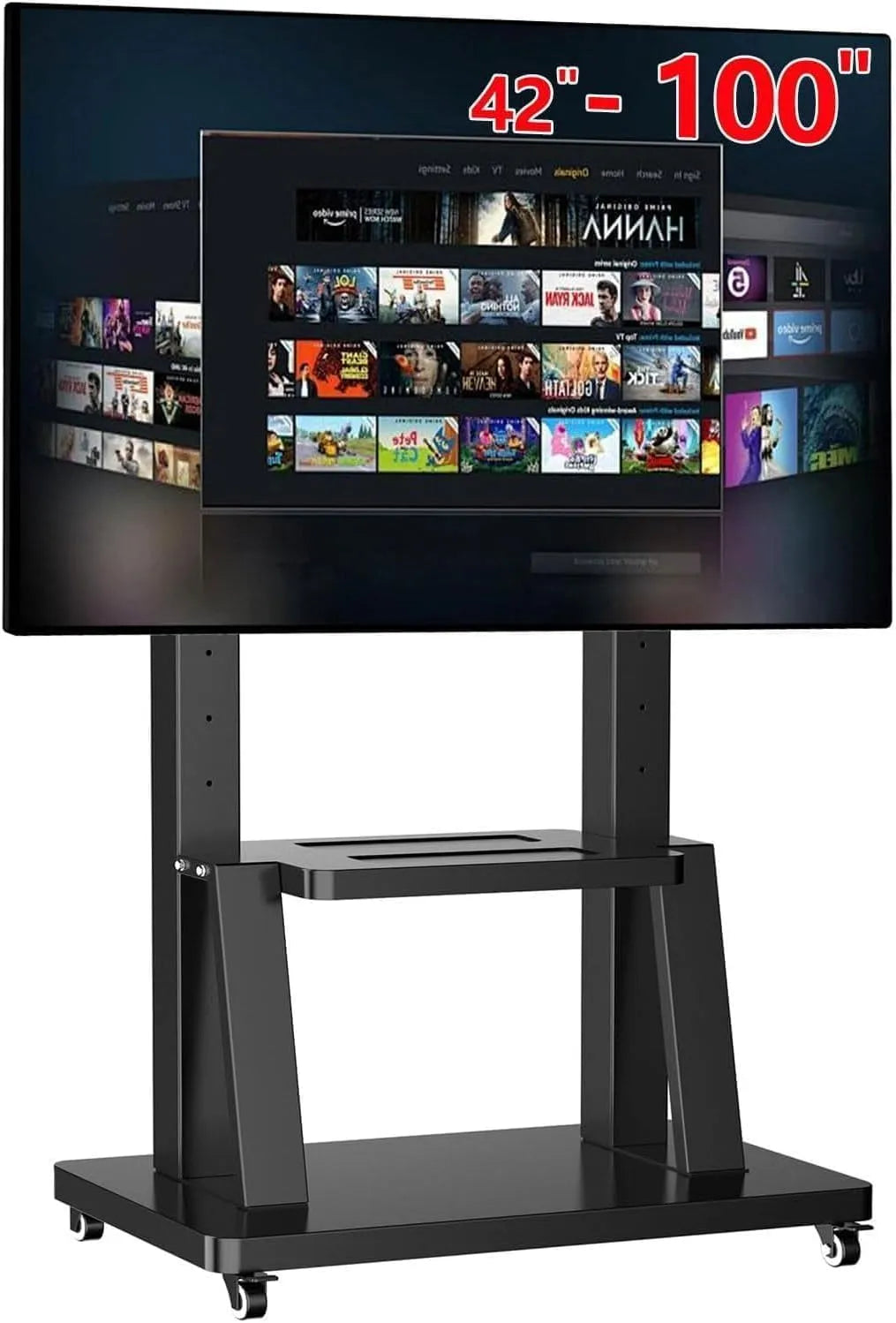TV-Möbel, 100 Zoll, 900x600mm, Transportrollen, Fernsehständer höhenverstellbar TV Standfuß Trolley ür 50 55 65 70 75 80 85 86 98' Max Hält 80kg VESA