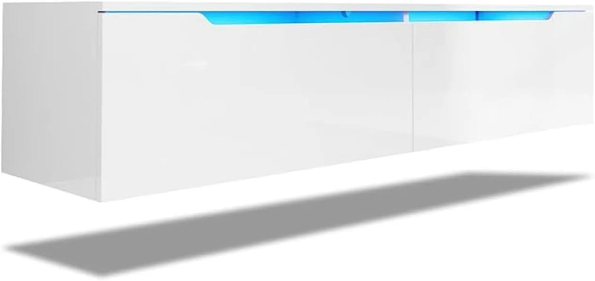 Smart TV, 180x35x30cm, Fernseher, Weiß, 16 Farben, SONNI TV-Lowboard mit LED, Hängend, Stehend