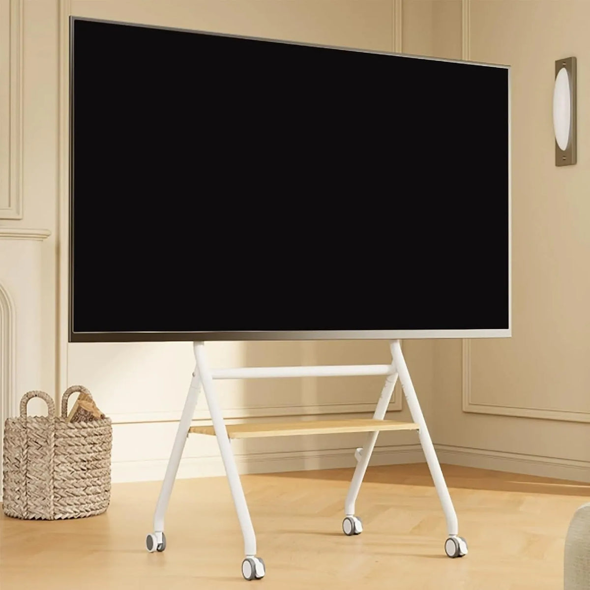 TV-Möbel, 86 Zoll, Mobiler TV-Wagen auf Rädern mit Ablage, TV-Höhenverstellbar, Mobiler TV-Ständer, Universelle Boden-TV-Ständerhalterung, für Wohn