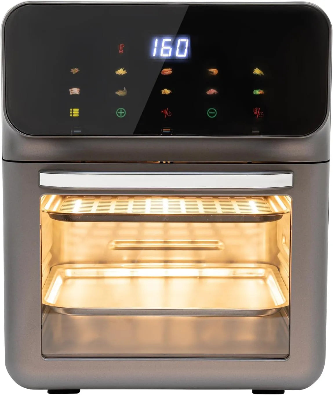 Elektrischer Pizzaofen 15-60min, 13 L, 1350 W, Grill, kompakt, Schwarz, Minibackofen, Mini backofen Pizzaofen mit Einstellbarer Temperatur und Zeit