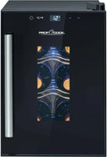 Weinkühlschrank, 17 L, 6 Flaschen, 11 bis 18 °C, Weinkühler, LED-Beleuchtung, Glas, herausnehmbar, PC-WK 1230, Getränkekühlschrank mit UV-beständiger