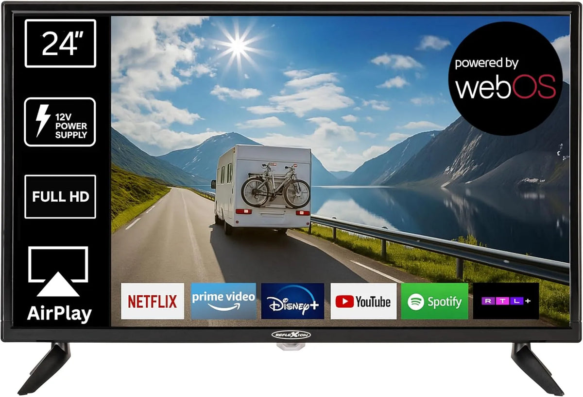 LG LED24IBT Smart TV, 24 Zoll, Fernseher, webOS, Triple-Tuner DVB-T2, S2, WLAN, Bluetooth, DVB-S2, Full HD, Camping, 12, 230 Volt, DVB-T2HD, 60 cm